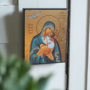 Icône Notre Dame de la Paix dorée à la feuille