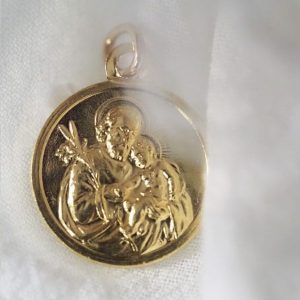 Médaille Saint Joseph / Ange gardien en Bronze Florentin