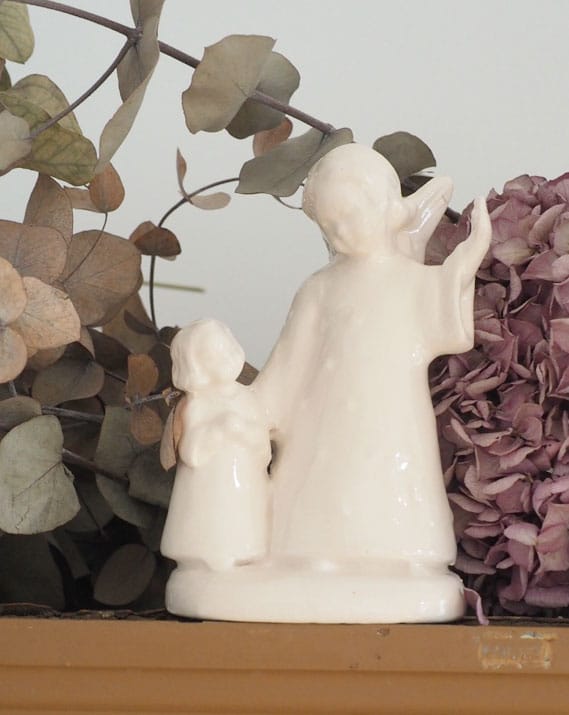 Statue Ange Gardien – faïence française