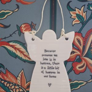 Suspension ange en porcelaine avec sa prière en anglais – Paradis