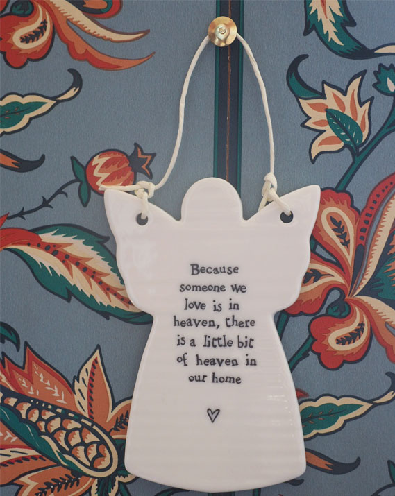 Suspension ange en porcelaine avec sa prière en anglais – Paradis